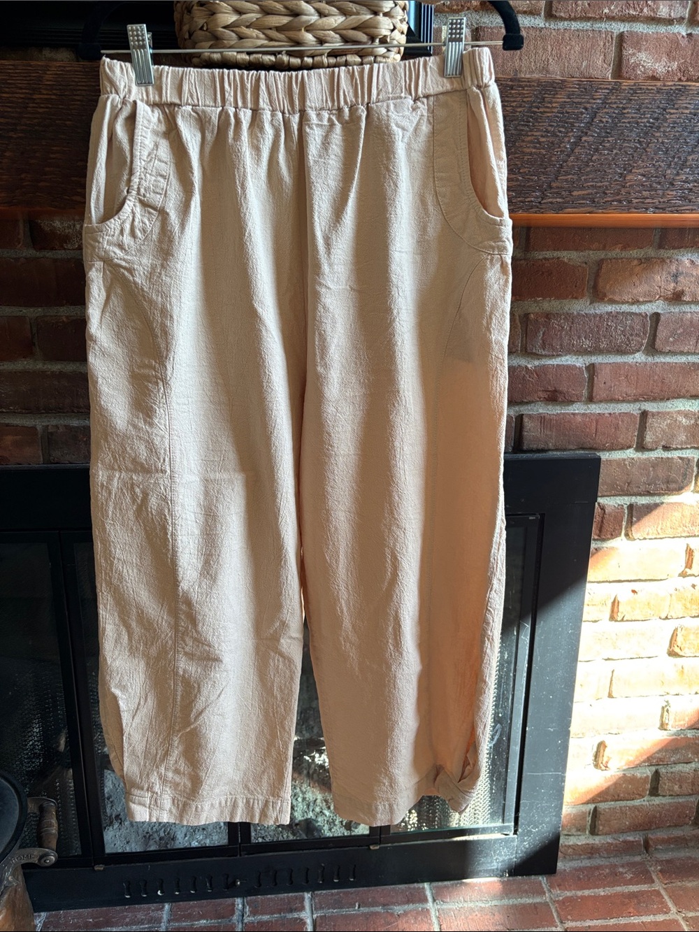Barrel Leg Beige Pants